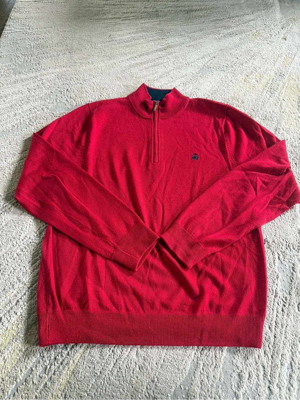 Brooks Brothers red 100% merino wool quarter zip sweater classic medium